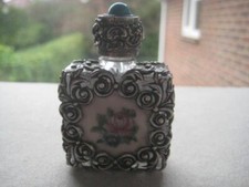 Vintage White Metal Tapestry Panel Decorated Scent Bottle  51BIG21