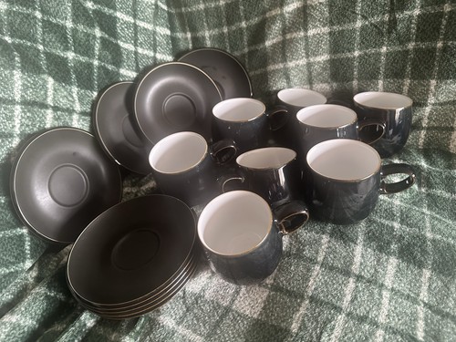 Denby jet black small mugs - black,