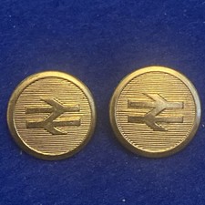 2 X British Railways-Post-1966-23mm-Gold Tone Anodised Transport uniform buttons