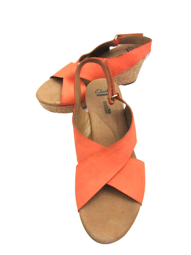 Clarks coral orange strap - clarks, coral-orange