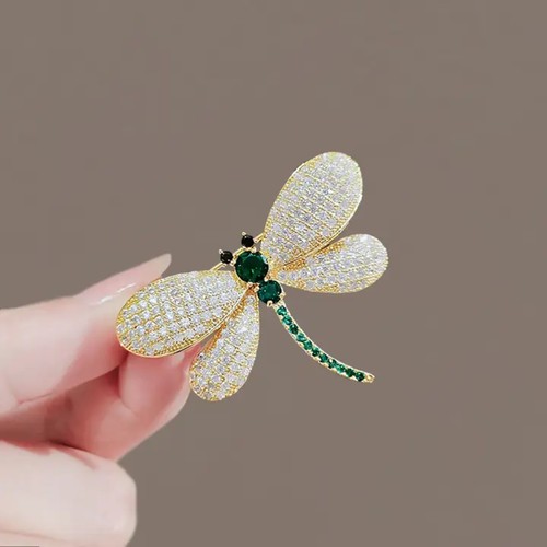 Crystal dragonfly brooch - crystal, pin