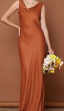Maids To Measure Pandy Satin Cowl Bridesmaid Prom Dress Burnt Orange. Size 16