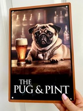 Personalised pug dog bar - personalised, sign
