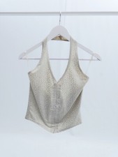 Vintage Y2K 2000s 90s Pilot Halterneck Holographic Crop Top Size 12