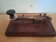 Morse code key wooden base - key,