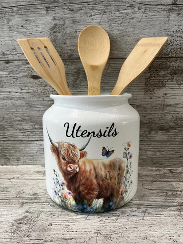 Highland cow utensil jar hand - highland,