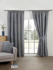 Lined Pencil Pleat Geometric Curtains Sundour Aztec Navy