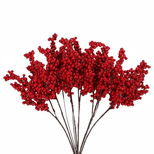 Red artificial berry picks - red,