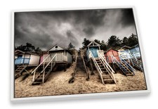 Beach Huts Seaside CANVAS FLOATER FRAME Wall Art Print Picture
