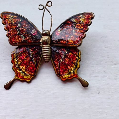 Vintage butterfly enamel - butterfly,
