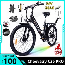 Electric Bike 36V20AH 26*2.35''Tire Commuter City E-Bike 120KM Cheevalry C26 PRO