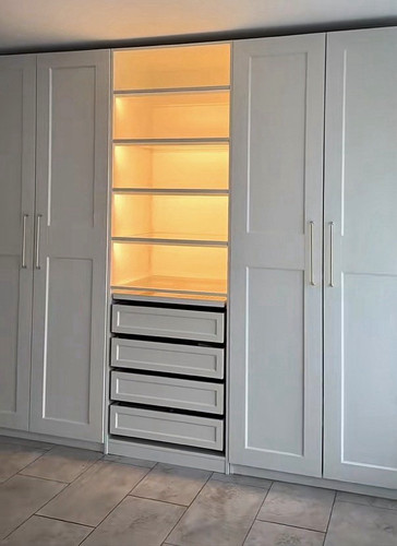 Grey fitted wardrobe hinged - fitted,