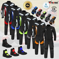 Waterproof Motorcycle Motorbike Cordura Riding Suit  Leather Gloves Boots