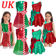 UK Kid Girls Tutu Dance Dress Figure Skating Christmas Party Candy Cane Costume