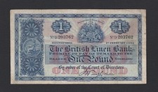 WAUGH £1 THE BRITISH LINEN BANK 1934 Banknote SC203 D203762l F+ (DGR513)