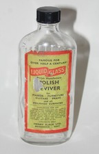 LIQUID GLASS  Polish Reviver * Antique Household Bottle * 6.5" (16.5cm) Tall *