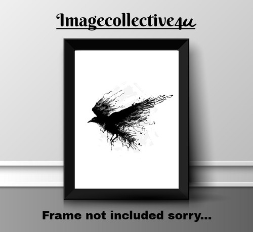 Raven bird print picture - raven,