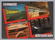 British Airports Terminal 4 Boeing 747 BA First Class Aircraft Postcard Airline