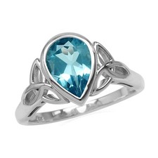 10X7mm Pear Blue Topaz 925