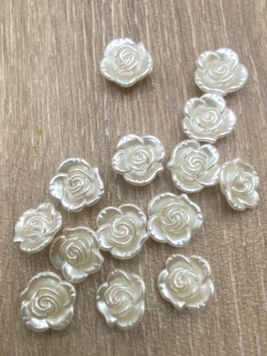 15mm ivory buttons flower - ivory, rose