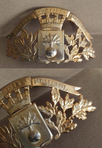 Old french brass badge - old,