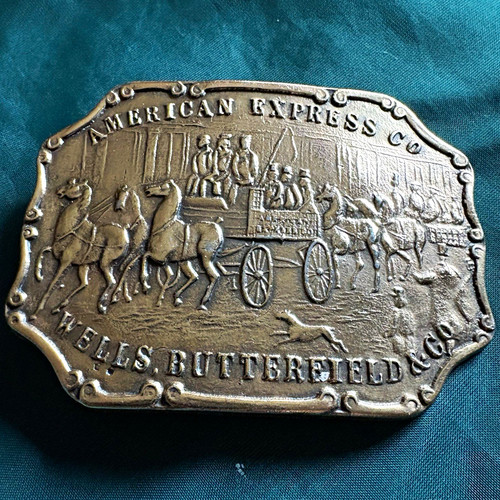 Brass western belt buckle - brass,
