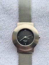 BOCCIA Ladies Titanium Quartz Watch - Black Dial - Stainless Steel Mesh Bracelet