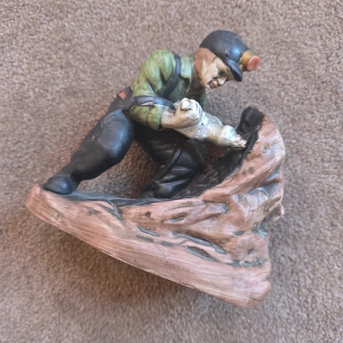 Coal miner porcelain figurine - coal,