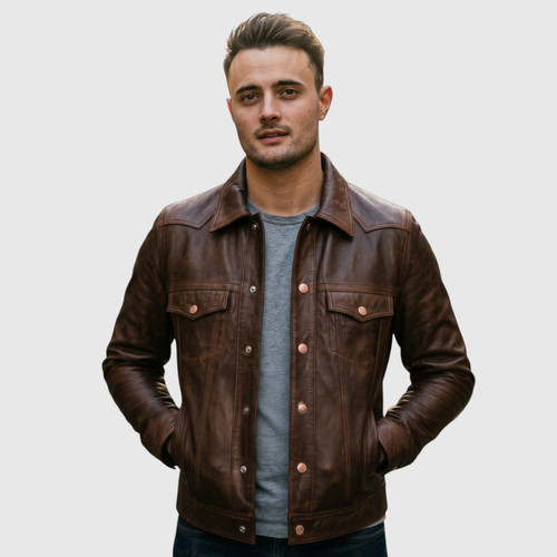 Mens brown real leather - mens,