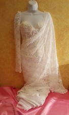 White Lace Pearl Corset Sari