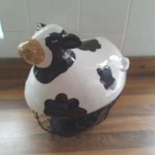 Ceramic black white cow - black, &