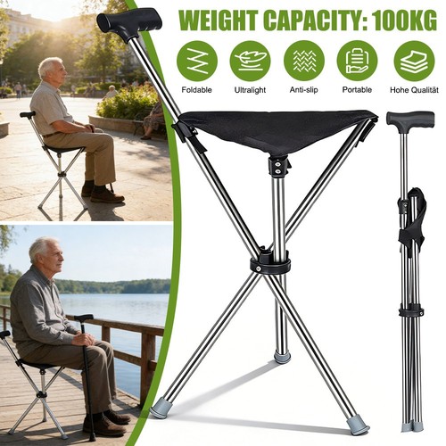 Cane with seat foldable - with,