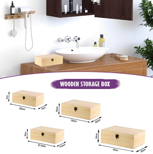 Natural finish wooden storage - natural,