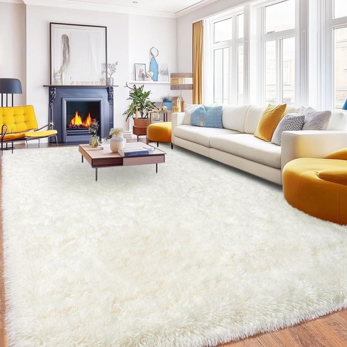 Fluffy rugs large shaggy rug - rugs,