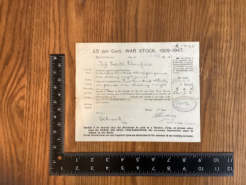 1925 war stock transfer - £5%,
