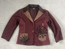 Phool Plum Tweed Jacket Wool Mix Embellished Size 14