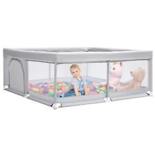 BEJOY Baby playpen150cm strong and compact zipper door foam protection grey