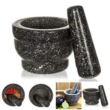 PREMIUM SOLID AND DURABLE NATURAL GRANITE PESTLE AND MORTAR SET SPICE HERB SEED 
