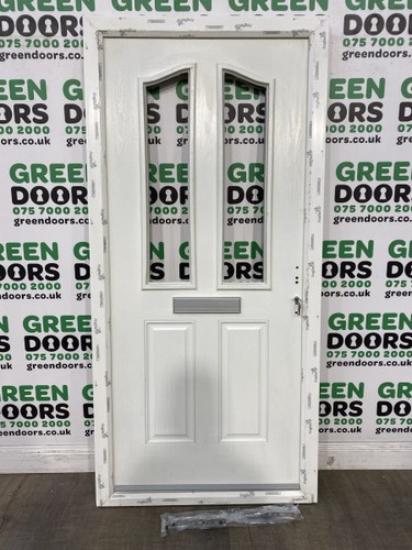 White composite front door - white,