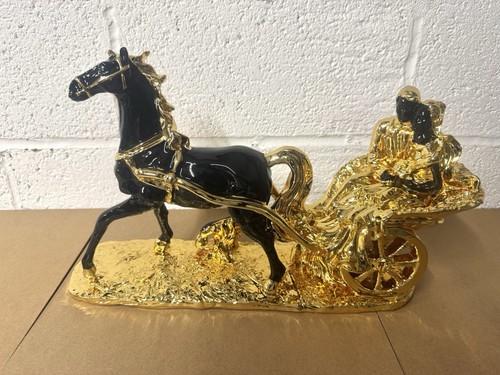 Black gold porcelain horse - black,