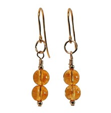 Solid 9ct Gold Drop Earrings, Natural Yellow Citrine Beads, Women’s Earring Gift