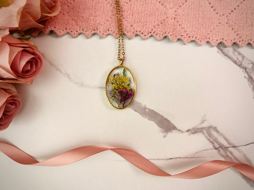 Wildflower necklace oval - wildflower,