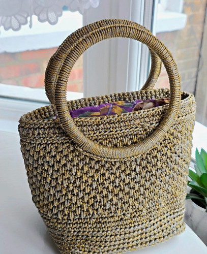 Gold metallic crochet woven - gold,