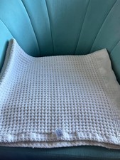 Mothercare White Vintage Pram Blanket Acrylic Cellular 0552 satin trim 100x85cm