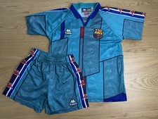 BARCELONA 1995/1997 AWAY FOOTBALL FULL KIT SHIRT KAPPA VINTAGE SHORTS SIZE 10
