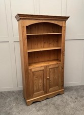 Vintage Pine Bookcase With Cupboard Solid Country Cottage Pine