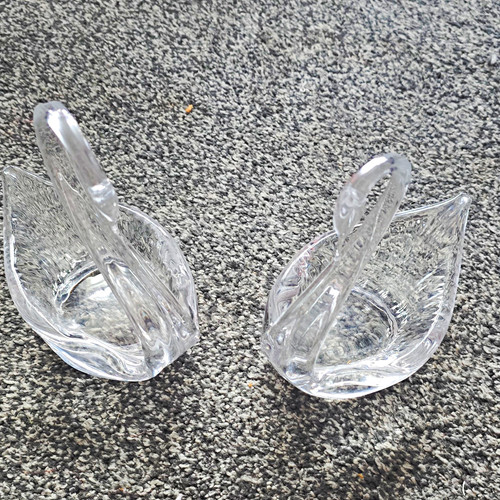 Pair clear glass crystal - of, glass/crystal