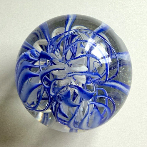Clear blue swirl art glass - clear,