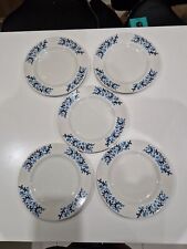 5 X Vintage Barratts Delphatic White And Blue Plates 23cm Diameter 