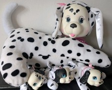 Dalmatian Puppy Surprise Dog soft Plush Toy & 3  white Puppies  - VGC